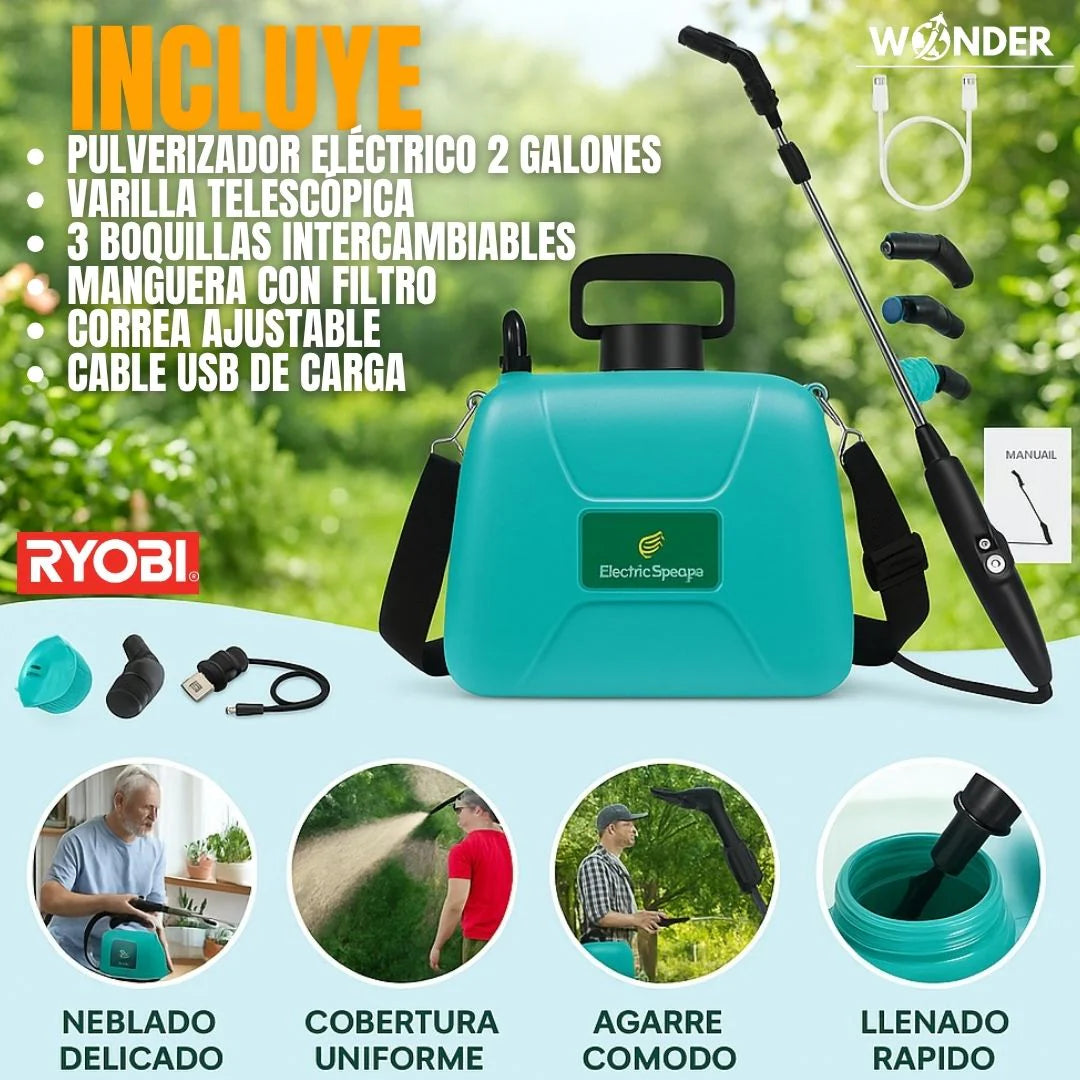PULVERIZADOR ELECTRICO DE JARDINERIA 2 GALONES | RYOBI®