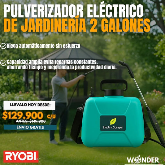 PULVERIZADOR ELECTRICO DE JARDINERIA 2 GALONES | RYOBI®